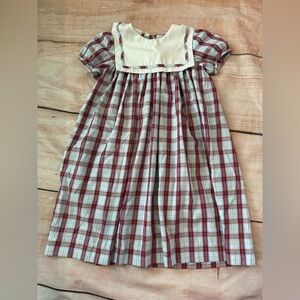 Shrimp & Grits Girls Sailor Collar Dress Size 5 Red White Baby Blue Plaid